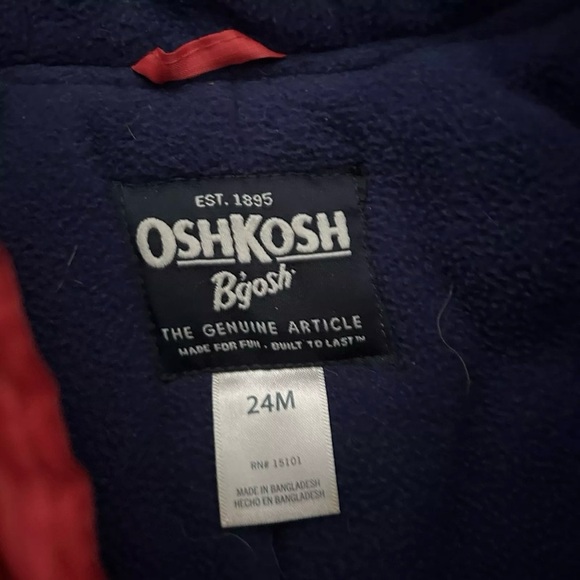 Toddler Oshkosh B’Gosh Red And Navy Jacket Size 24 Months - Picture 4 of 5